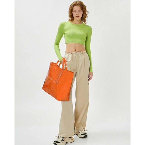 Pvc Tote Bag Letters Print Tote Bag Large Kraft Paper Work Bag Carry :< - Picture 2 of 6